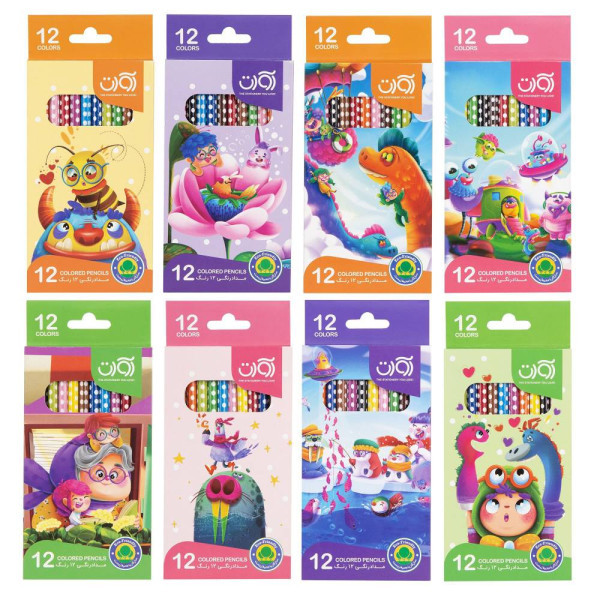 مداد ۱۲ رنگ مقوایی ۳۹۱۶ آوات